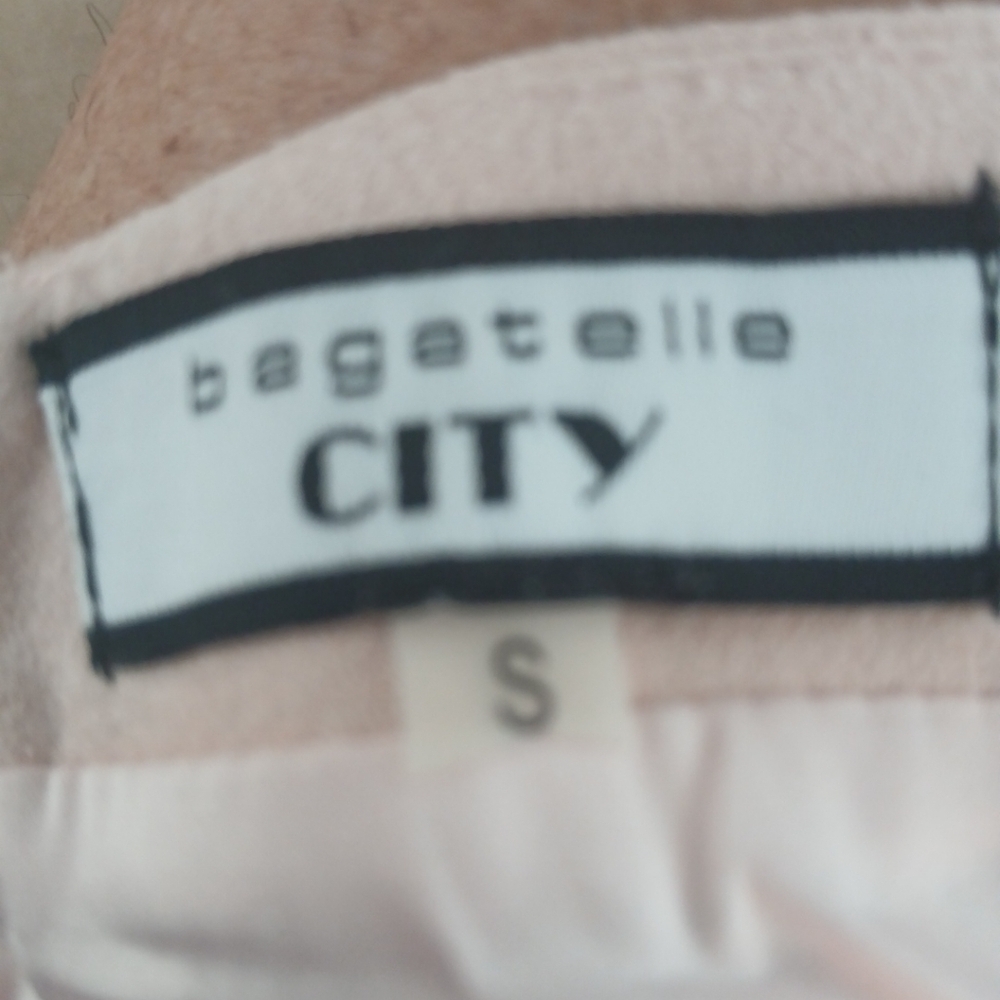 Bagatelle City Skirt Size SM Pink Faux Suede Fringe Cut Out V Hem Festival. Fl - Picture 8 of 12